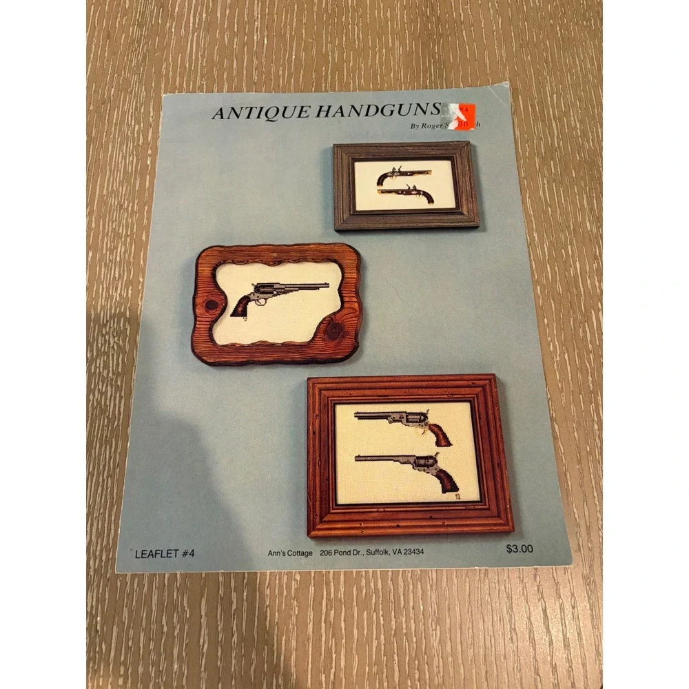 Vtg Antique Handguns Cross Stitch Pattern Leaflet #4 Roger Shoults Ann's Cottage